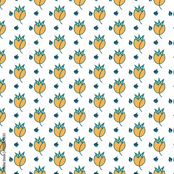 Fototapeta seamless pattern with flowers and butterflies