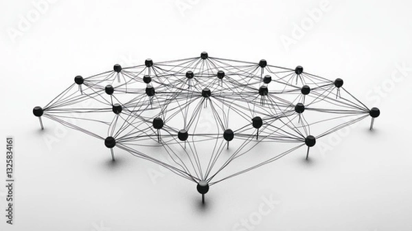 Fototapeta Abstract network graphic design, interconnected nodes on a white background