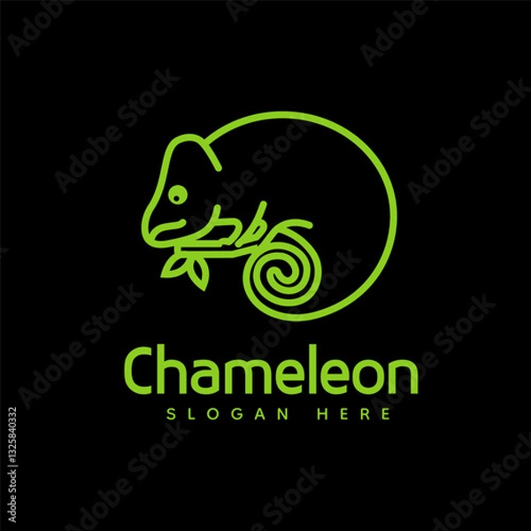 Fototapeta Minimalist Chameleon Logo with Line Art Design Vector