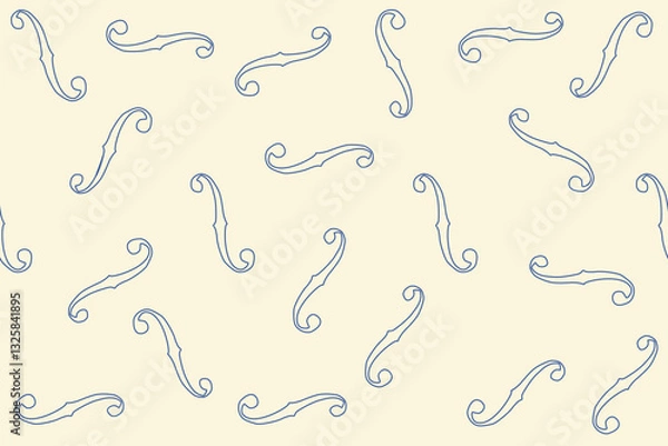 Fototapeta Beautiful violin f hole seamless pattern.Viola,cello drawing music concept repeating texture background.design for decorate, textile graphics, prints.Vector illustration.Classical musical instrument.