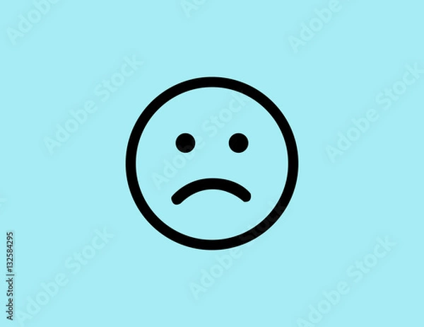 Obraz Vector sad smiley flat line icon