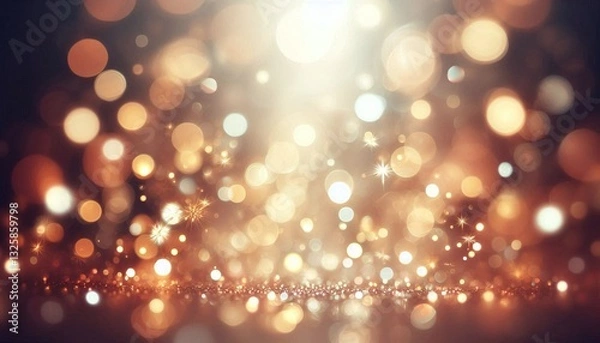 Fototapeta Golden bokeh lights blur into a holiday glow, sparkling across abstract Christmas designs