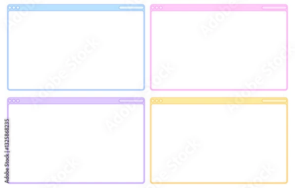 Fototapeta macOS風なPCウィンドウのインターフェイス フレーム  かわいいパステルカラー ベクター素材  1 (.Ai)