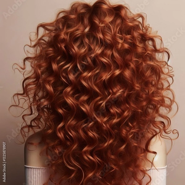 Fototapeta Hair that is naturally reddish and curly offering a bold and tex