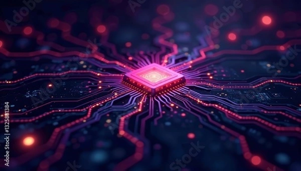 Fototapeta Digital circuit board concept on abstract futuristic background, electronics, futuristic