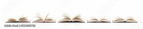 Fototapeta Collection of simple minimalist open book symbols isolated on white background, icon, cover