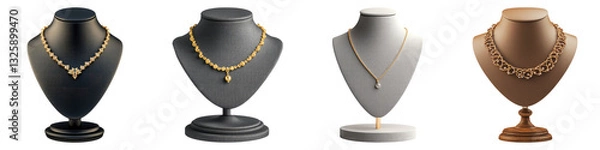 Fototapeta Necklace stand isolated on transparent background, PNG, Set of