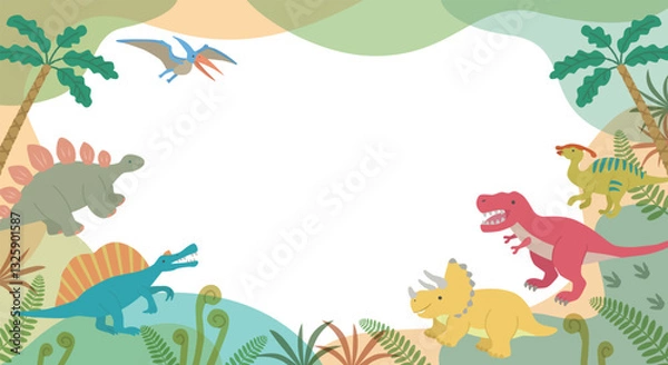 Obraz かわいい恐竜のフレーム