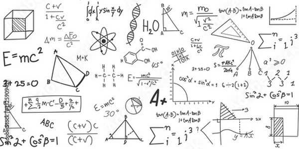 Fototapeta math symbols on white board