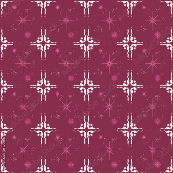 Obraz Stylized Cross and Star Design on Maroon Background
