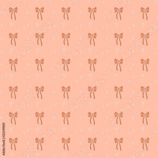 Fototapeta Peach Bow and Subtle Star Pattern 