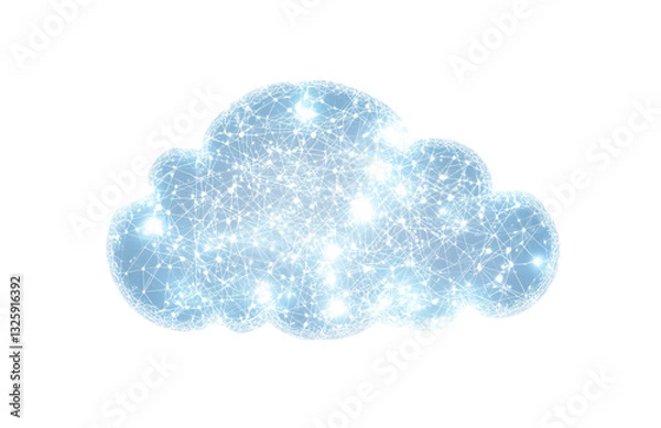 Fototapeta digital cloud with blue connections, on a white background. Vector illustration in PNG