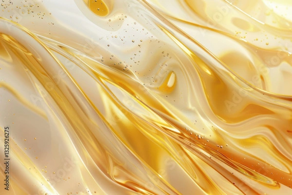 Fototapeta close up horizontal abstract image of a shiny flowing golden fluid background