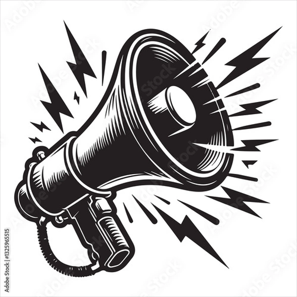 Obraz screaming megaphone announcement Silhouette on isolated white background