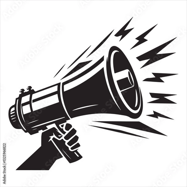 Obraz screaming megaphone announcement Silhouette on isolated white background