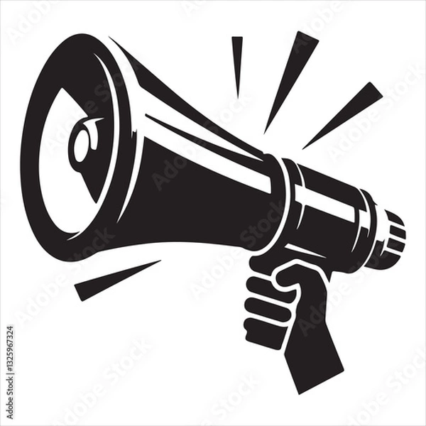 Obraz screaming megaphone announcement Silhouette on isolated white background