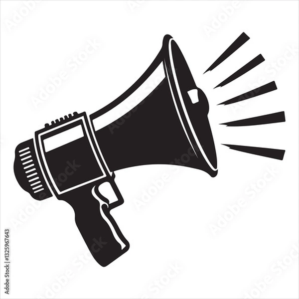 Obraz screaming megaphone announcement Silhouette on isolated white background