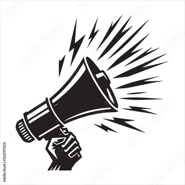 Obraz screaming megaphone announcement Silhouette on isolated white background