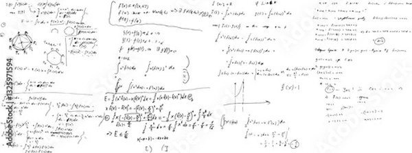 Fototapeta Mathematical problems. Algebra examples. Solving equations. Mathematical battle.	