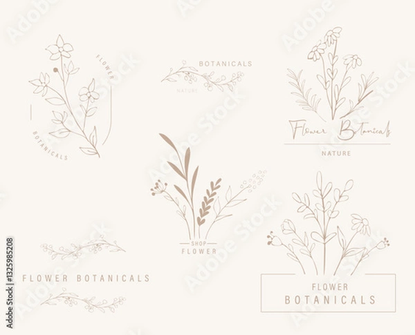 Obraz Hand drawn leaf logo design.