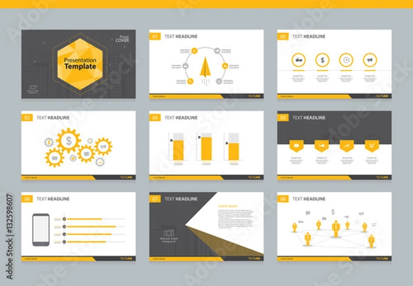 Fototapeta Page layout design template for presentation and brochure , Annual report, flyer and book page with infographic elements design