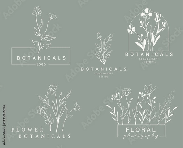 Obraz Hand drawn leaf logo design.