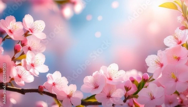 Obraz pink cherry blossom background