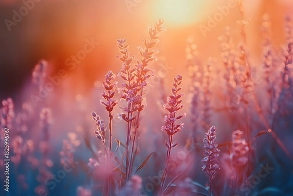 Fototapeta sunset in the grass, Generative AI	