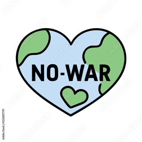 Obraz No war message inside Earth-shaped heart