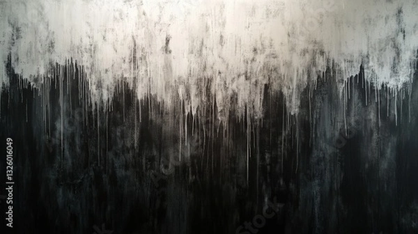 Obraz Close-up on an intricate black-and-white abstract canvas. Rich textures weave through shadowy depths, evoking mystery and emotion in every stroke