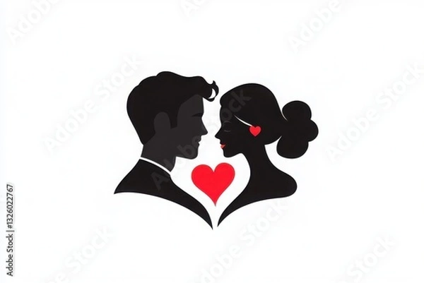 Fototapeta Art of a couple logo with white background