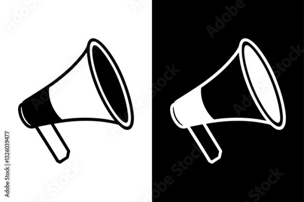 Fototapeta Simple Megaphone Icon High-Quality Black and White Silhouette Vector.