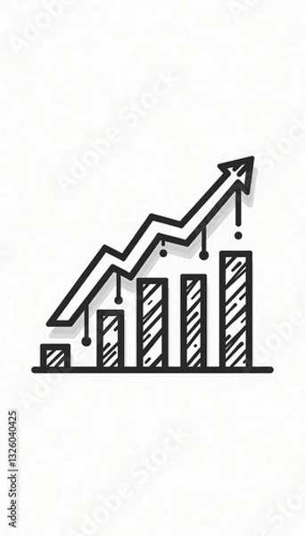Fototapeta Abstract black line icon representing economy and finance on a white background, concept, line art