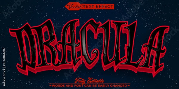 Fototapeta Horror Red Dracula Vector Editable Text Effect Template