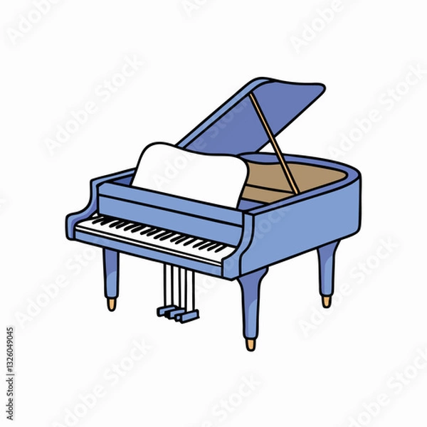 Fototapeta Grand piano minimalist simple design vector style.