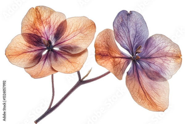 Fototapeta Delicate pressed flowers with transparent background
