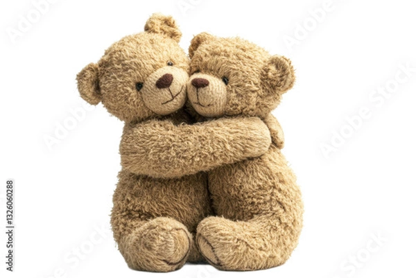 Fototapeta Soft teddy bears hugging together with warmth