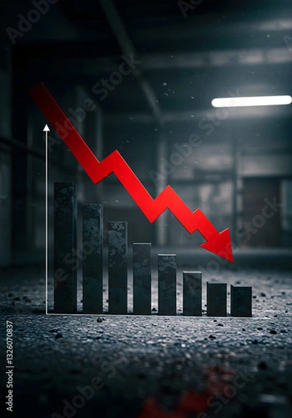 Obraz Graphique en chute libre représentant une crise économique