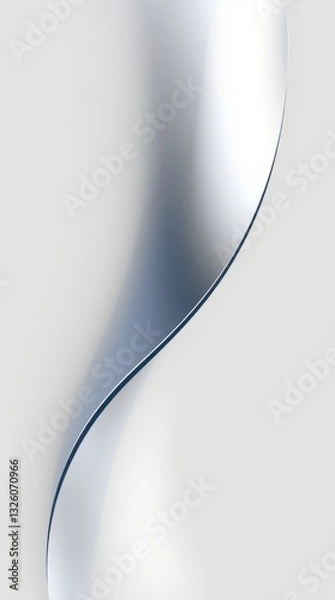 Obraz A minimalist digital rendering presents a curved, silver-toned surface against a soft, light background. The design emphasizes subtle gradients and smooth lines.