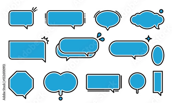 Obraz Set of vector speech bubble labels. Retro color special offer design elements, chat emblem, black callout