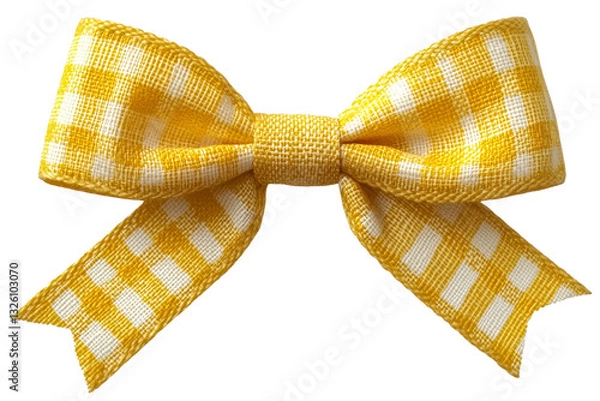 Fototapeta Yellow gingham bow with a transparent background design