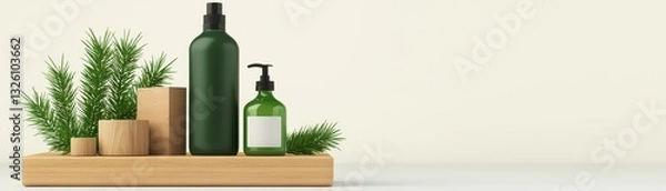 Fototapeta Minimalist Zero Waste Lifestyle Display on 3D Podium with Natural Elements and Eco-Friendly Products