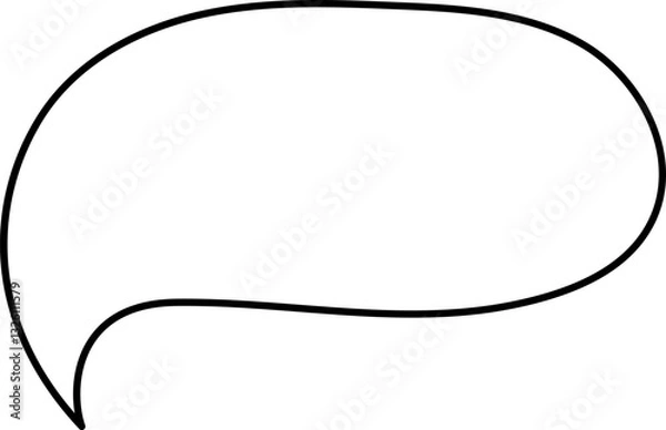 Fototapeta White speech bubble in flat design, chatting box, message box icon. Balloon doodle style of thinking sign symbol. Speech bubble isolated on background.