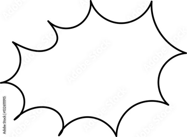 Fototapeta White speech bubble in flat design, chatting box, message box icon. Balloon doodle style of thinking sign symbol. Speech bubble isolated on background.