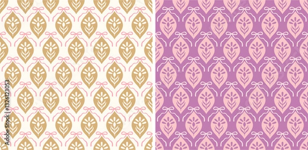 Fototapeta Cute leaf with ribbons seamless repeat vector