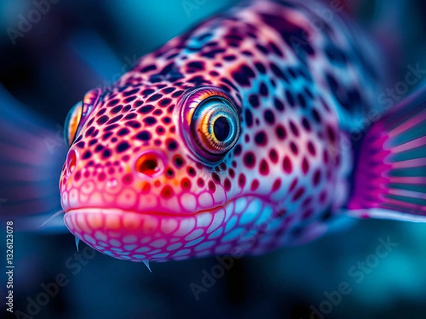 Fototapeta Ethereal Catfish: Abstract Vibrant Aquatic Surreal Iridescent Luminous Scales Gooey Texture Turquoise Purple Underwater Fantasy Mesmerizing Striking Intricate Colorful Dazzling Art