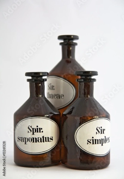 Obraz Apotheke Glasstopfenflaschen