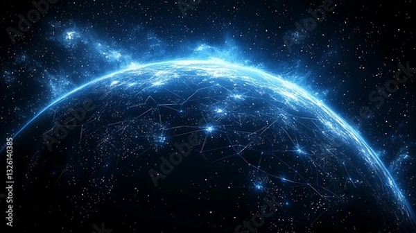 Fototapeta Global Network for Space, Connections.