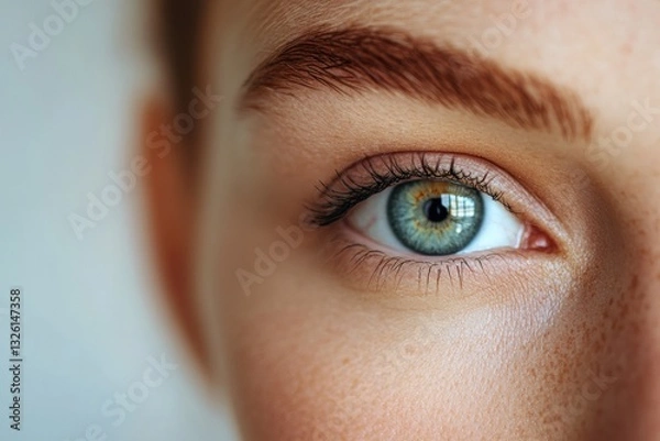 Fototapeta Close up view of microblading procedure enhancing natural brow structure and eye beauty Generative AI