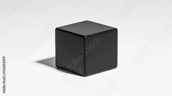 Fototapeta A black cube with a smooth surface and a slightly curved base.